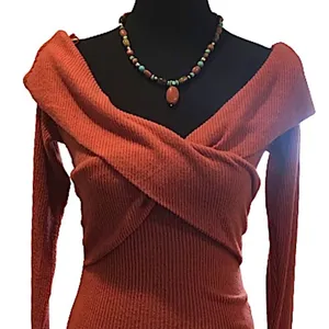 FREE PEOPLE Marley Off The Shoulder Cross Over Long Sleeve Ribbed Knit Sz Small thumbnail 13