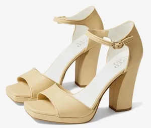 Franco‎ Sarto Dima Beige Leather Square Toe Platform Block Heel Sandals Size 11 thumbnail 1