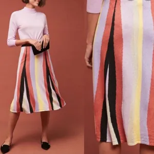 Anthropologie Laia shimmer striped midi skirt Sz L‎ thumbnail 2