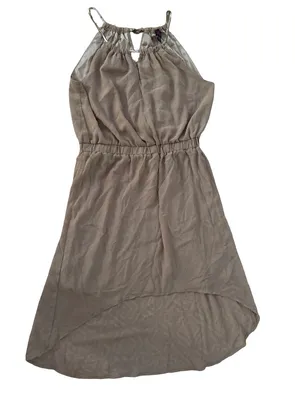 bebe Taupe Halter High-Low Dress thumbnail 1