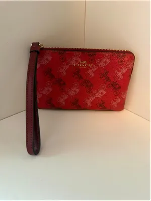 Coach Horse & Carriage Print Corner Zip Wristlet – Red thumbnail 3