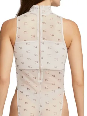 NWT NIKE AIR PRINTED MOCK-NECK BODYSUITSheer Mesh AOP Large Tank Brown thumbnail 5