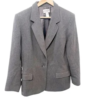 Pendleton Women's Gray 100% Wool‎ Single Button Blazer Jacket Size 14 thumbnail 1