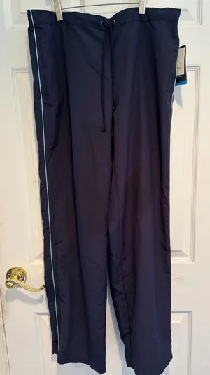 Tek Gear Women’s Large Navy Wicking Track Pants Wide‎ Leg Drawstring NWT L thumbnail 1