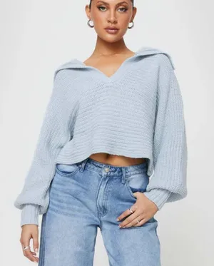 Princess Polly Wester Ribbed Sweater Blue thumbnail 2