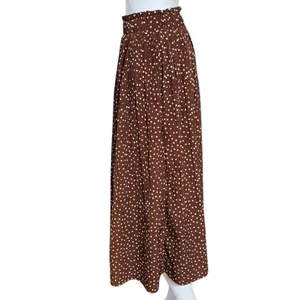 Exlura Brown Polka Dot Pleated Midi Skirt with Smocked Waist Size XL thumbnail 3
