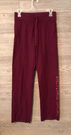 Victoria's Secret Victoria Sport Burgundy Jogger Sweatpants Lounge Drawstring Athletic‎ Logo XS thumbnail 1