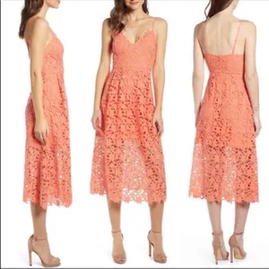 Astr The Label Lace Midi Dress Coral Peach size XS $90 thumbnail 2