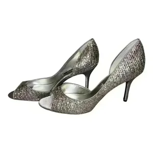 Nina‎ Fern-GM Silver Sparkle Heel Pumps, Size 9.5 thumbnail 4