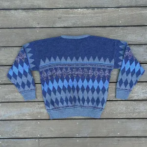 Vintage Purple/Blue Diamond Argyle Sweater Knitwear thumbnail 4