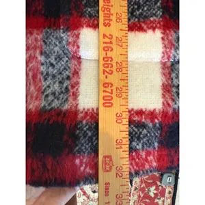 Abercrombie & Fitch Wool Blend Plaid Coat Jacket Red Black White Womens M Winter thumbnail 11