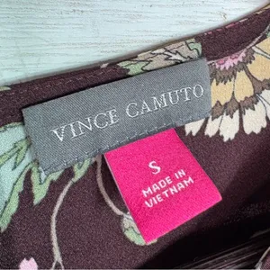 Vince Camuto Floral‎ Puff Sleeve Button Front Blouse Brown Pink Small Wildflower thumbnail 9