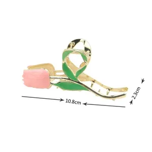 Gold Tone Tulip Flower Hair Claw‎ Clip Women S Elegant Hair Accessory thumbnail 6