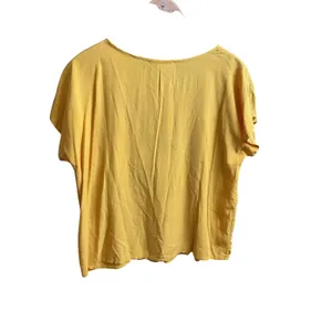 Solitaire Mustard Yellow Embroidered Boho Blouse Rayon Short Sleeve Top 21-232 M thumbnail 8