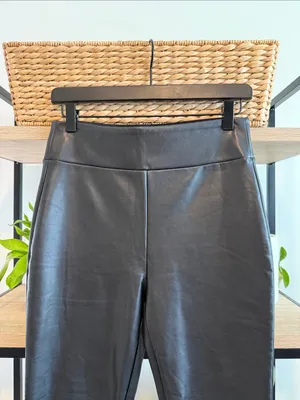 NWT Abercrombie & Fitch High-Rise Black Faux Leather Ankle Skinny Pull On Pant M thumbnail 3