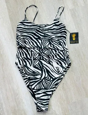 NEW Skatie Madison Ibiza One piece cut out swimsuit zebra thumbnail 3