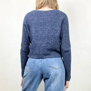 Abercrombie Navy Wide Neck Knit Sweater thumbnail 2