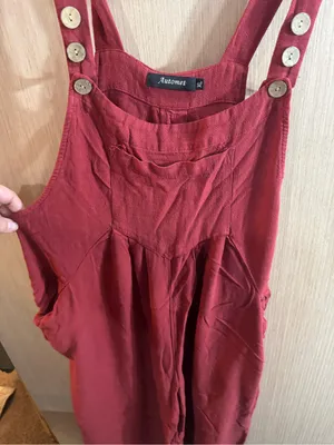 Womens Automet Deep Red Lightweight Overall Jumpsuit Size XL thumbnail 2