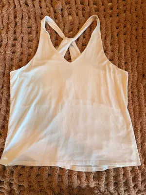 Athleta Women’s Large White Twist Back Tank Top Soft Stretch Yoga Casual thumbnail 1
