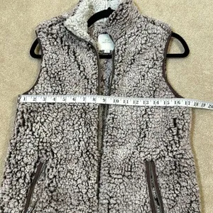 Thread + Supply Brown Off White Sleeveless Sherpa Vest Women Size Small thumbnail 4