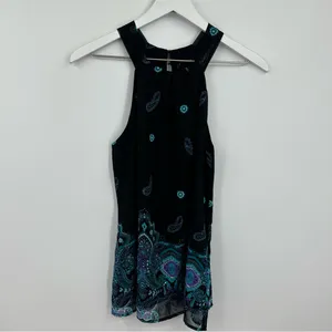 Vintage Y2K Black Paisley Embellished Halter Tank Top Size Small Whimsical Fairy thumbnail 6