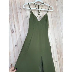 NWT Lulus Marveled Beauty Olive Green Sleeveless Tie-Front Maxi Dress Gala M thumbnail 9