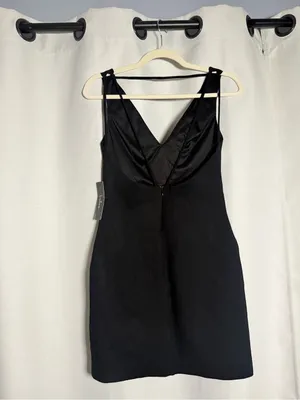 Lulus Black VNeck Strappy Back Bodycon Mini Dress Size Small thumbnail 6