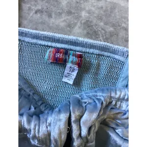 Urban Outfitters Light Blue Velvet Corset Top Sheer Balloon Sleeve XS thumbnail 4