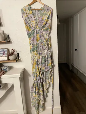 Bronx and Banco Lavender, Yellow & Green Floral High-Low Maxi Dress thumbnail 4