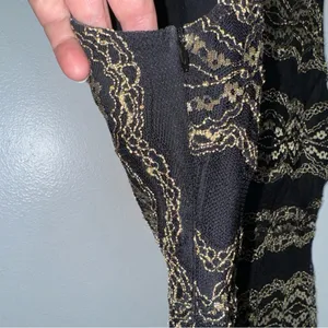 Nightcap Moroccan‎ Black Gold Lace V Neck Dress Size 3 Medium CP thumbnail 8