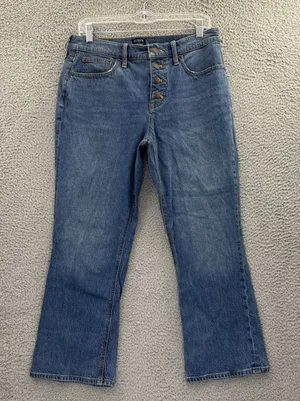 J. Crew Mid Rise Flare Crop Jeans Ankle Boho Preppy‎ BF856 Women's 29 x 25 thumbnail 1