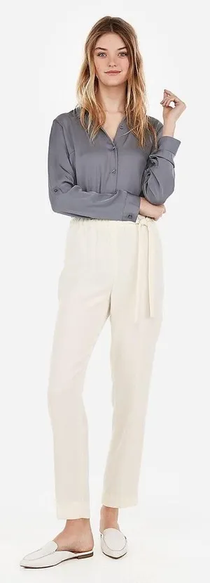 Express High Waisted Paperbag Belt Mom Pants thumbnail 1