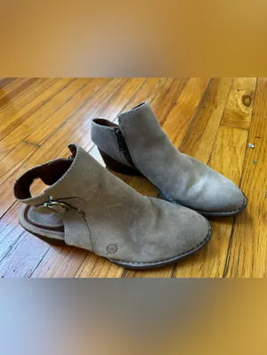 Börn Margret Taupe Suede Leather Open Back Heel Booties Buckle Ankle Boots 6.5 thumbnail 4