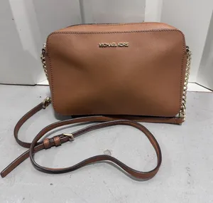 Michael Kors Jet Set East West Crossbody Bag Luggage Saffiano Leather Gold Chain thumbnail 1