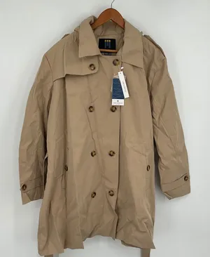 CREATMOUS‎ Womens 5X 5XL Beige Hooded Trench Coat Belted Double Breasted thumbnail 1