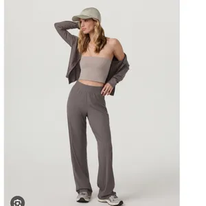 Vuori Pose Wide Leg Pants Chia‎ Gray Brown Ribbed Knit Relaxed Fit Size XL NWT thumbnail 7