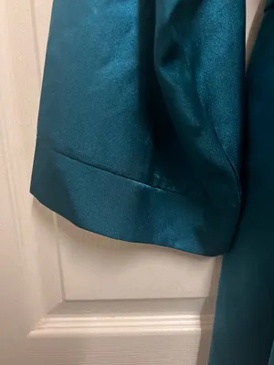 Icollection Teal Short Satin Robe Blue Size L thumbnail 5