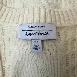 Paris Atelier & Other Stories Cream Floral Embroidered Cable Knit Vest M Preppy thumbnail 7
