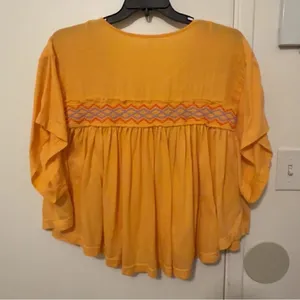 Free People Orange Blouse with Embroidered Details thumbnail 7