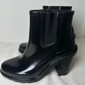 Hunter Rare Original Refined High Heel Chelsea Women's Rain Black Boots Size 9 thumbnail 1