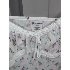 No Boundaries Floral Milkmaid Cami Top White Pink Lace Trim Cottagecore Large thumbnail 5