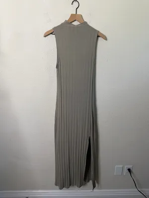Aritzia Wilfred Leo Midi Ribbed Dress in Silent Storm Green Womens‎ Size M thumbnail 7