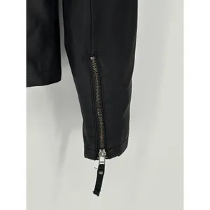 Max Studio Moto Jacket Women M Black Faux Leather Biker Asymmetric Zip Edgy thumbnail 6