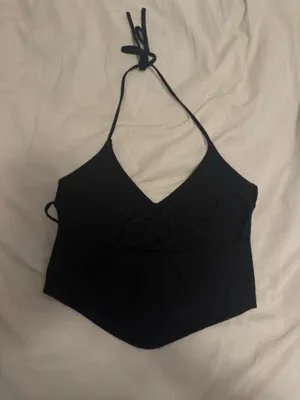 TIC TOC Black Halter Neck Tie Top thumbnail 2