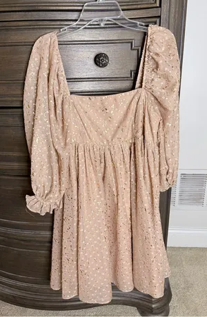 Storia Blush Pink Mini Dress with Gold Foil Accents thumbnail 1