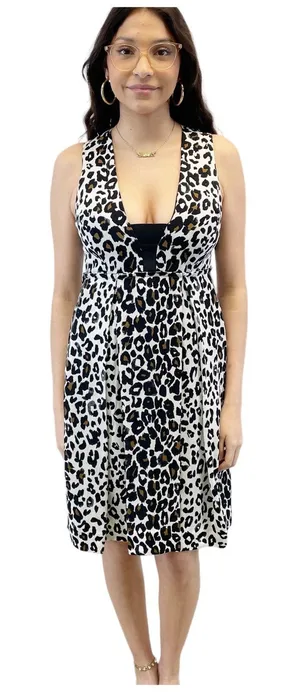 A.L.C. Frank Womens S 100% Silk Dress Leopard‎ Animal Print Cutout Back USA Made thumbnail 1