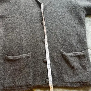 Vintage Herman Geist grey button-up wool cardigan sweater front pockets sz small thumbnail 7
