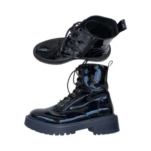 Maurices Harley Combat Boots Faux Patent Leather Lace-up Moto thumbnail 5