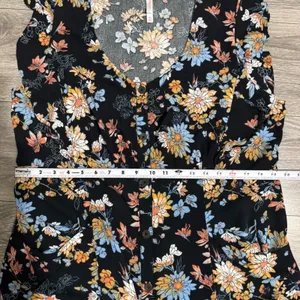 Xhilaration Black Floral Button Front Midi Dress XXL Flutter Sleeve Pockets Boho thumbnail 13