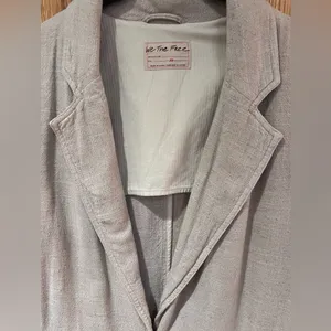 We‎ The Free Oversized Linen Blend Beckett Boyfriend Blazer Jacket in Oatmeal XS thumbnail 8